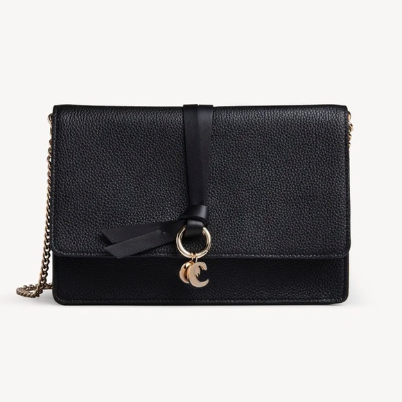 Chloe Alphabet Pebbled Leather Chain Crossbody Bag - Picture 1 of 8